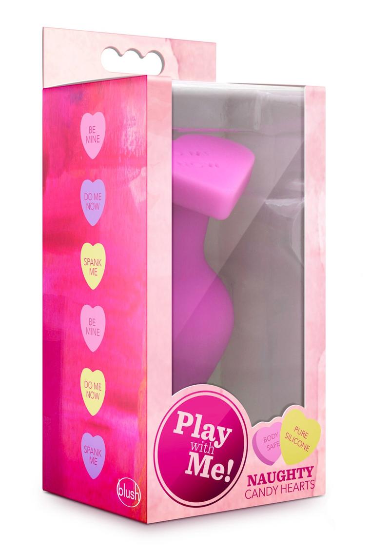 Play with Me Naughty Candy Heart Be Mine Silicone Butt Plug - Pink