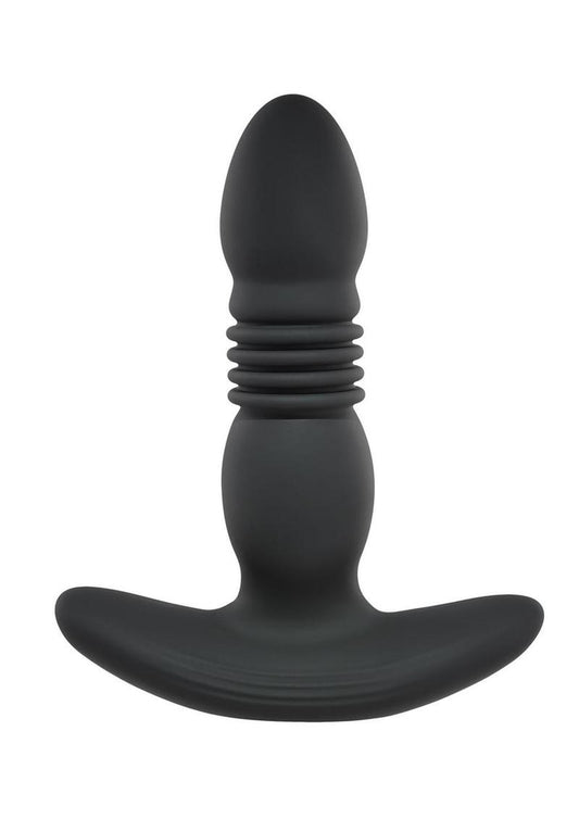 Playboy Trust The Thrust Rechargeable Silicone Thrusting Anal Plug with Remote Control - Black