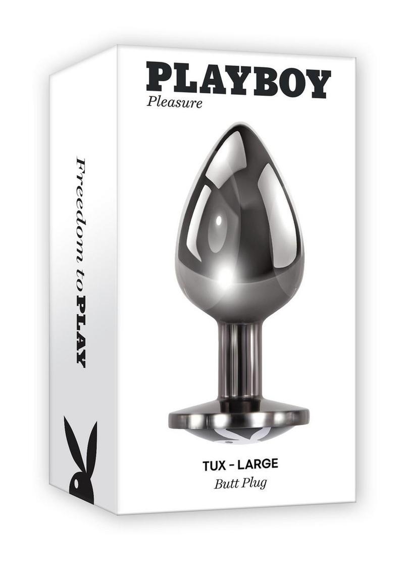 Playboy Tux Metal Anal Plug - Black/Metal - Large