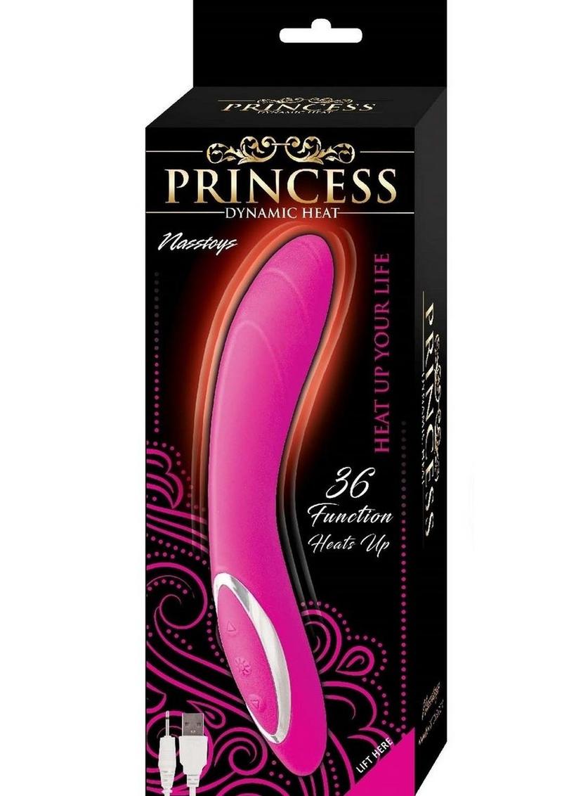 Princess Dynamic Heat Rechargeable Silicone Vibrator with Clitoral Stimulator - Pink