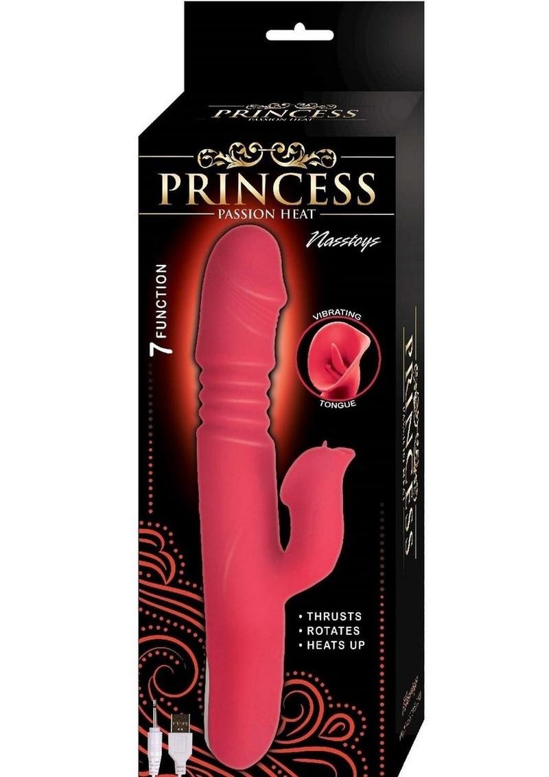 Princess Passion Heat Rechargeable Silicone Warming Vibrator with Clitoral Wheel - Coral/Pink