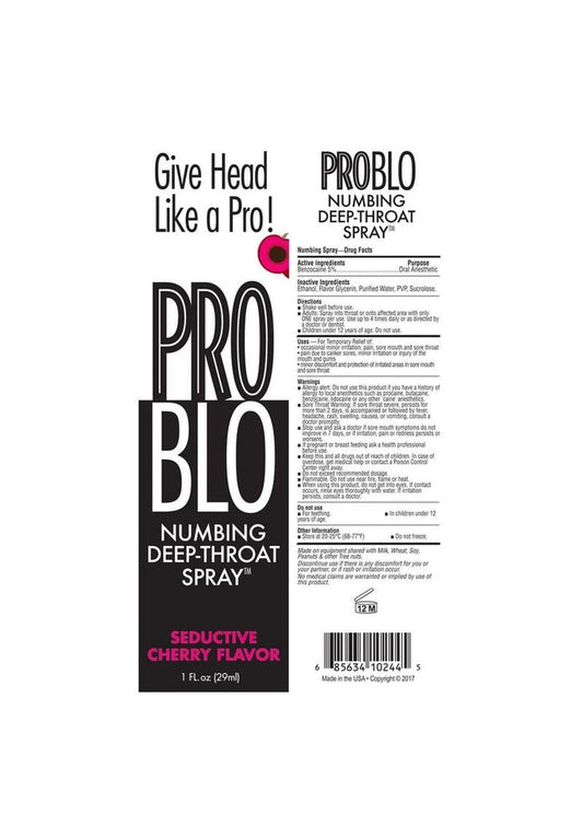 Problo Numbing Deep-Throat Spray 1oz - Seductive Cherry