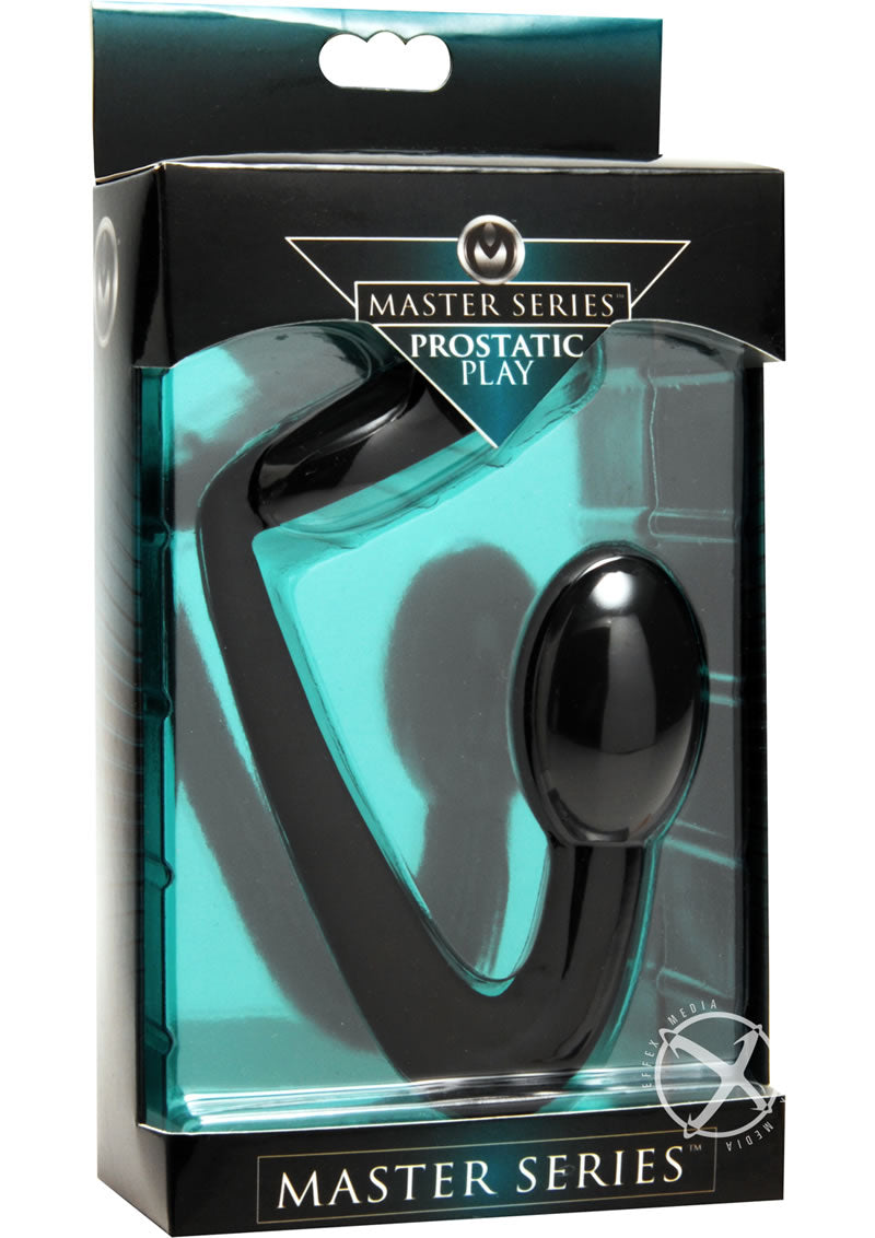 Prostatic Play Explorer Silicone Cock Ring and Prostate Plug - Black