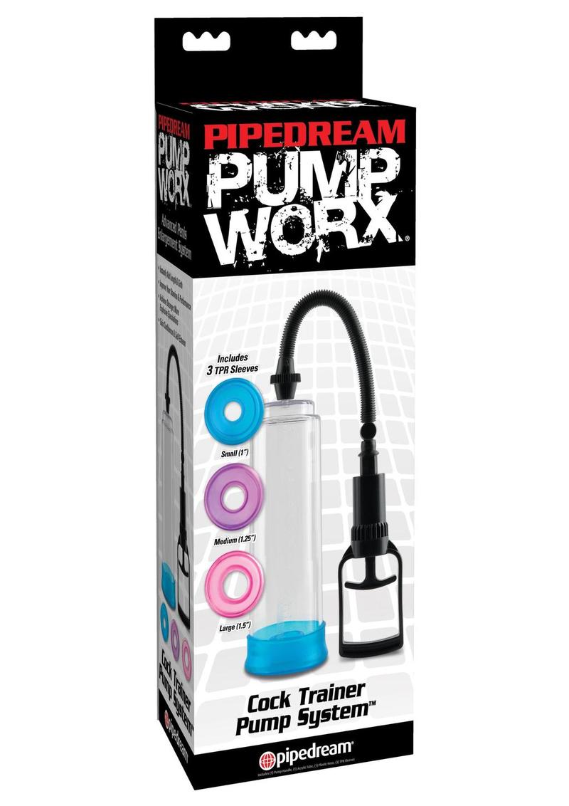 Pump Worx Cock Trainer Pump System with 3 Sleeves - Clear