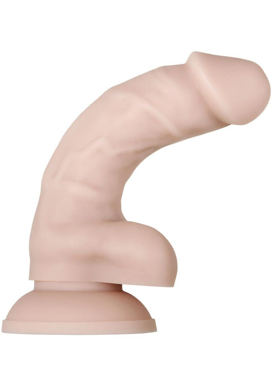 Real Supple Poseable Silicone Dildo with Balls - Vanilla - 6in