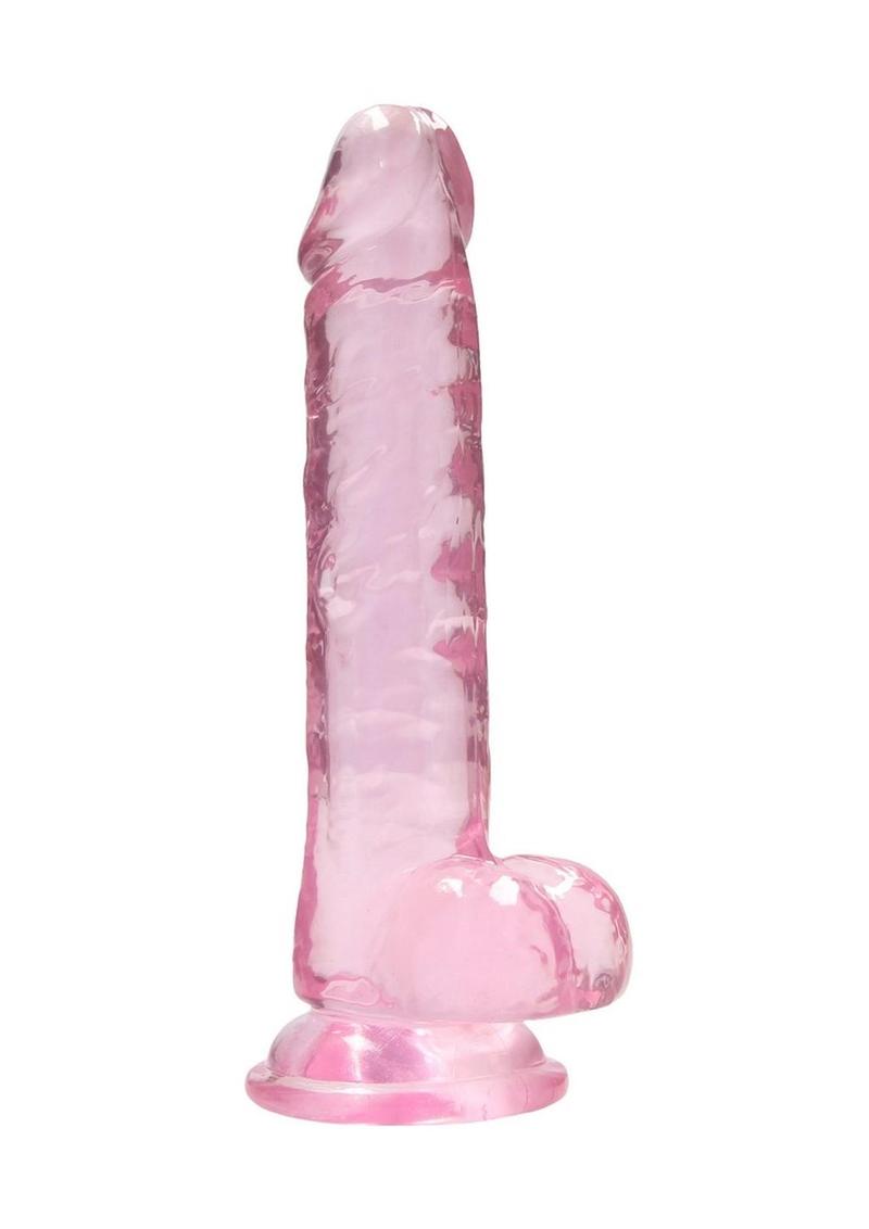 Realrock Crystal Clear Dildo with Balls - Pink - 7in