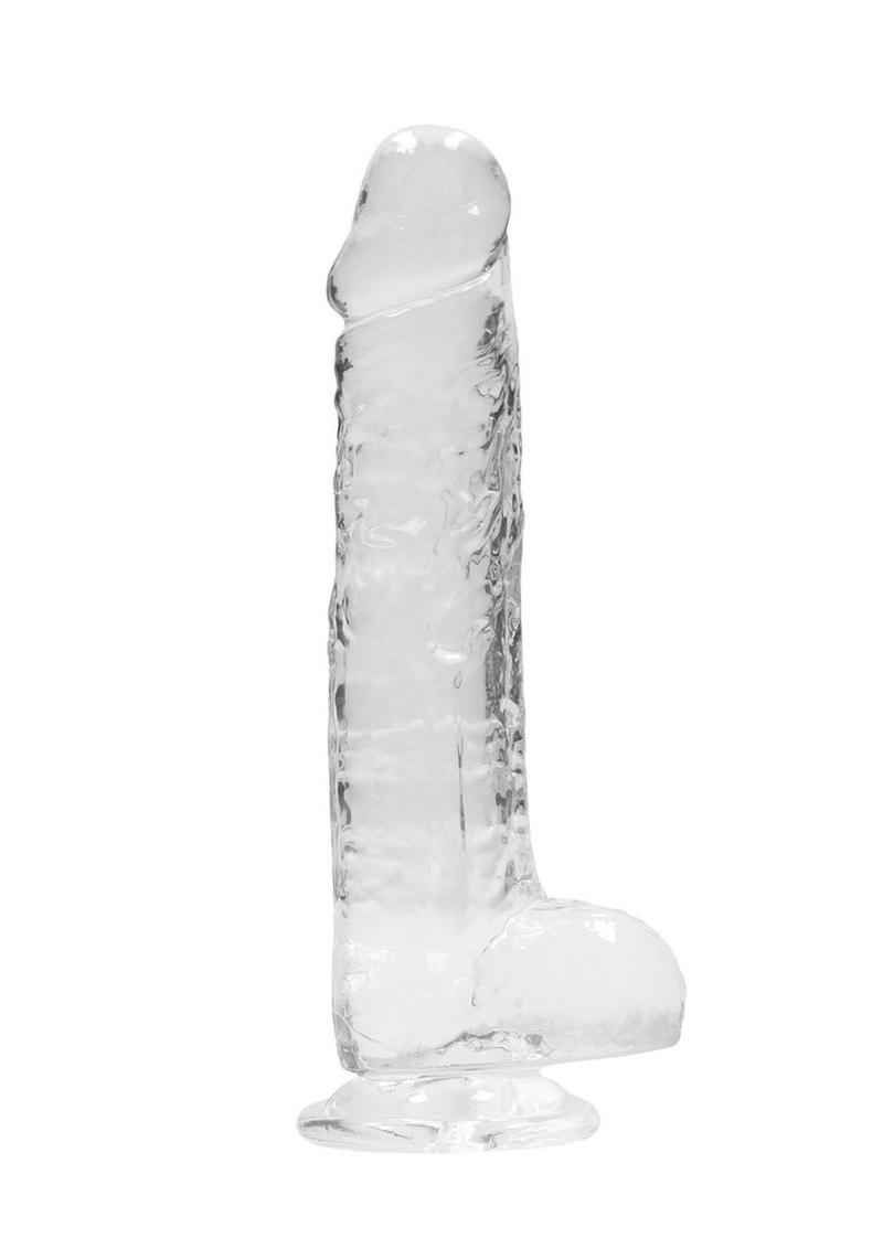 Realrock Crystal Clear Dildo with Balls - Clear - 8in