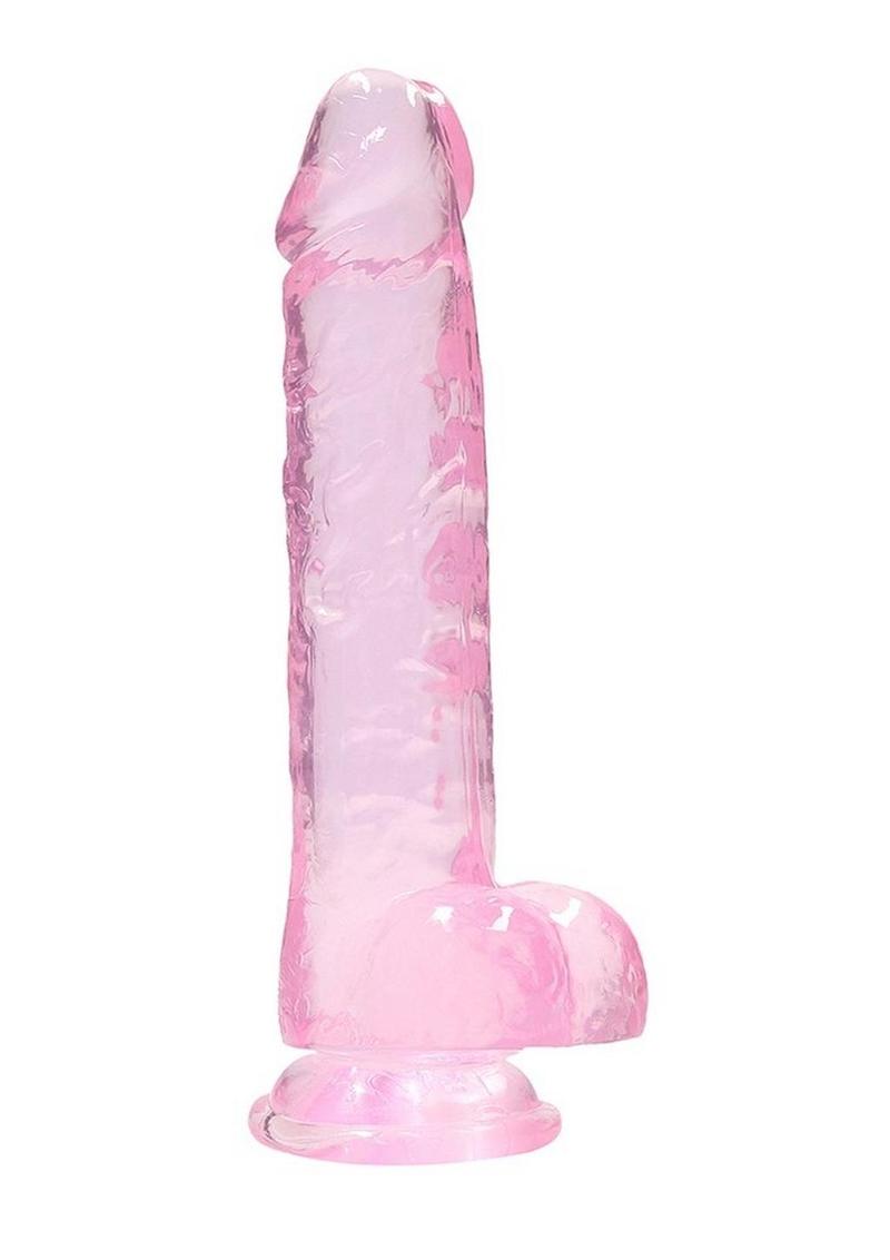 Realrock Crystal Clear Dildo with Balls - Pink - 8in