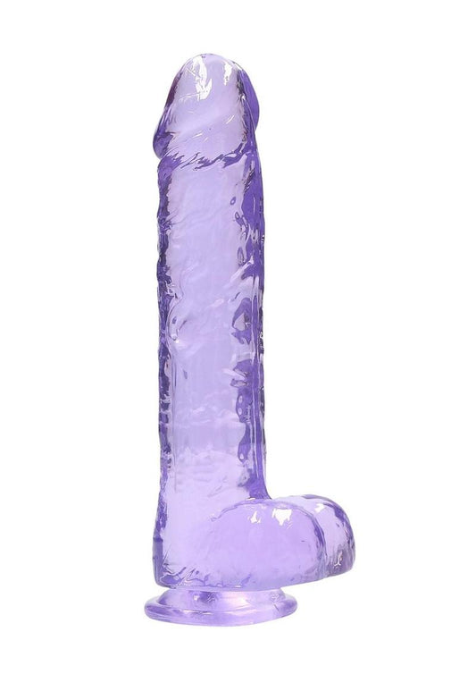 Realrock Crystal Clear Dildo with Balls - Purple - 9in