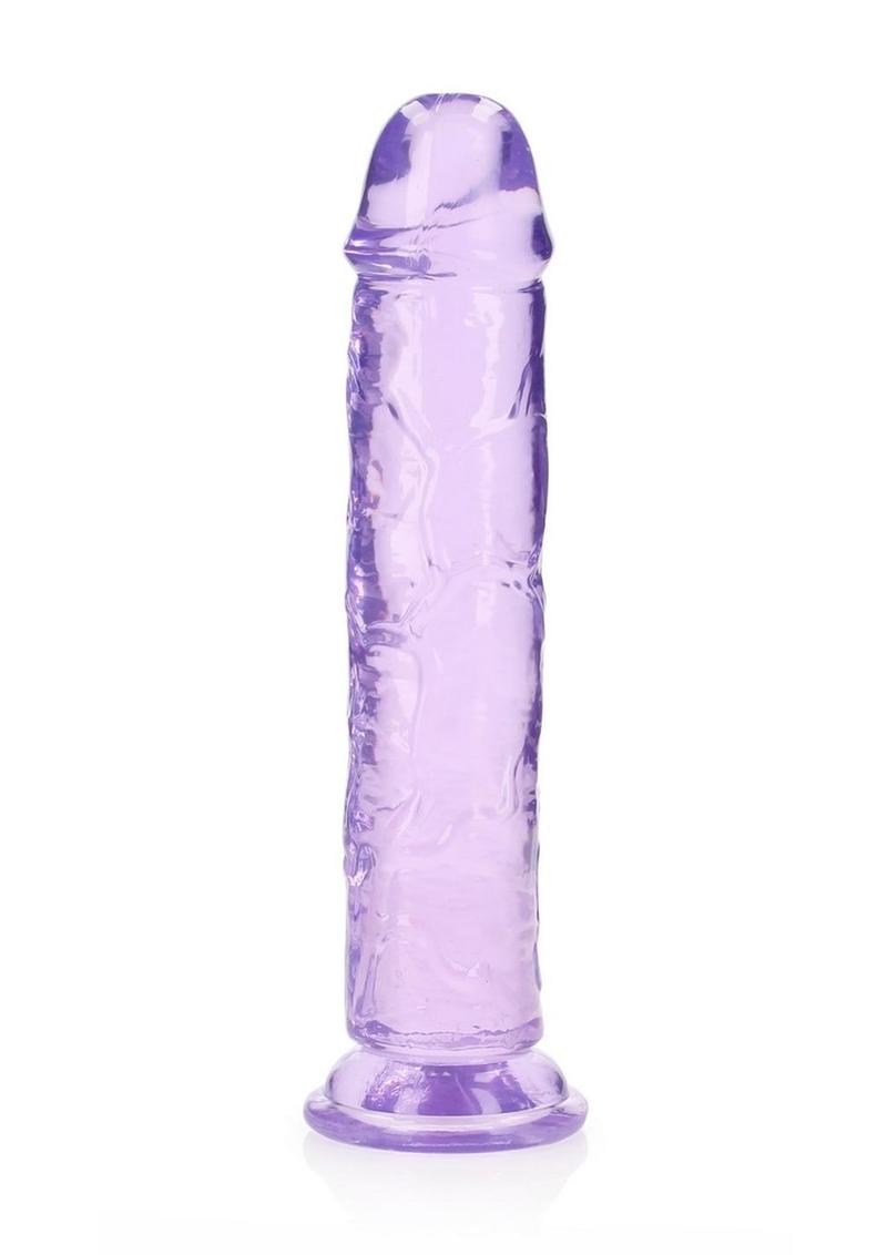 Realrock Crystal Clear Straight No Balls Dildo - Clear/Purple - 10in