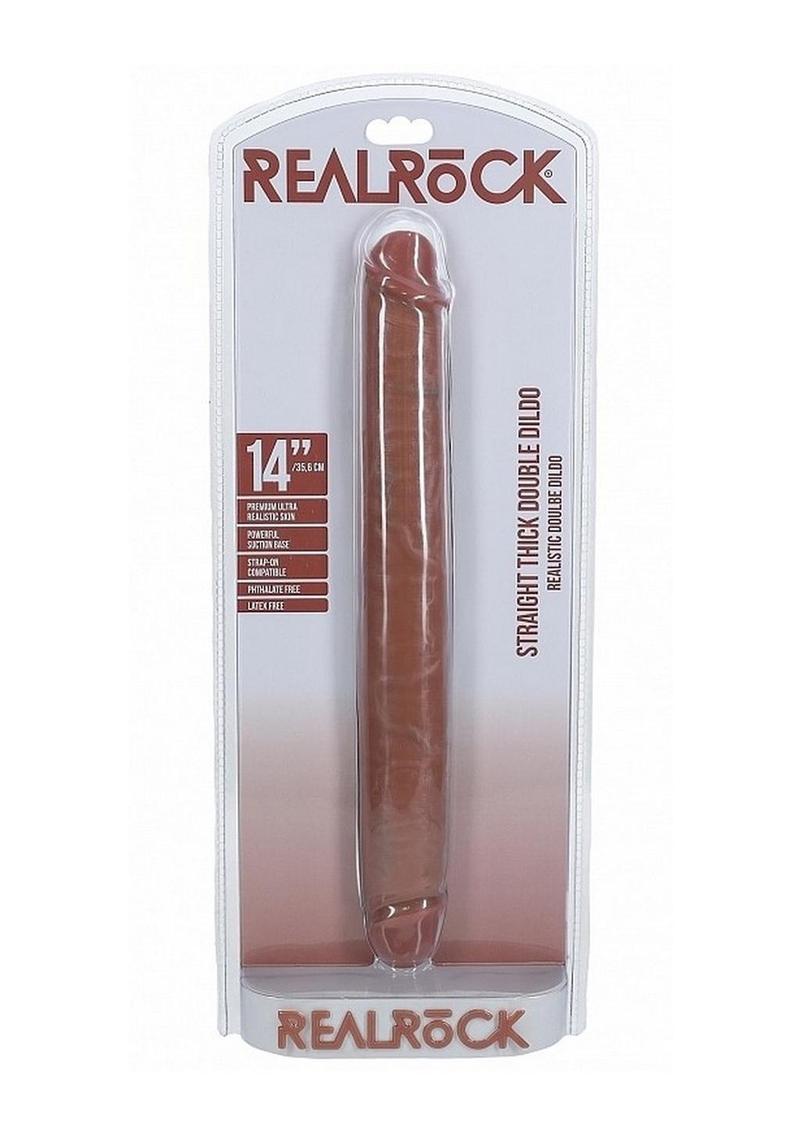 Realrock Realistic Skin Thick Double Ended Dong - Caramel - 14in