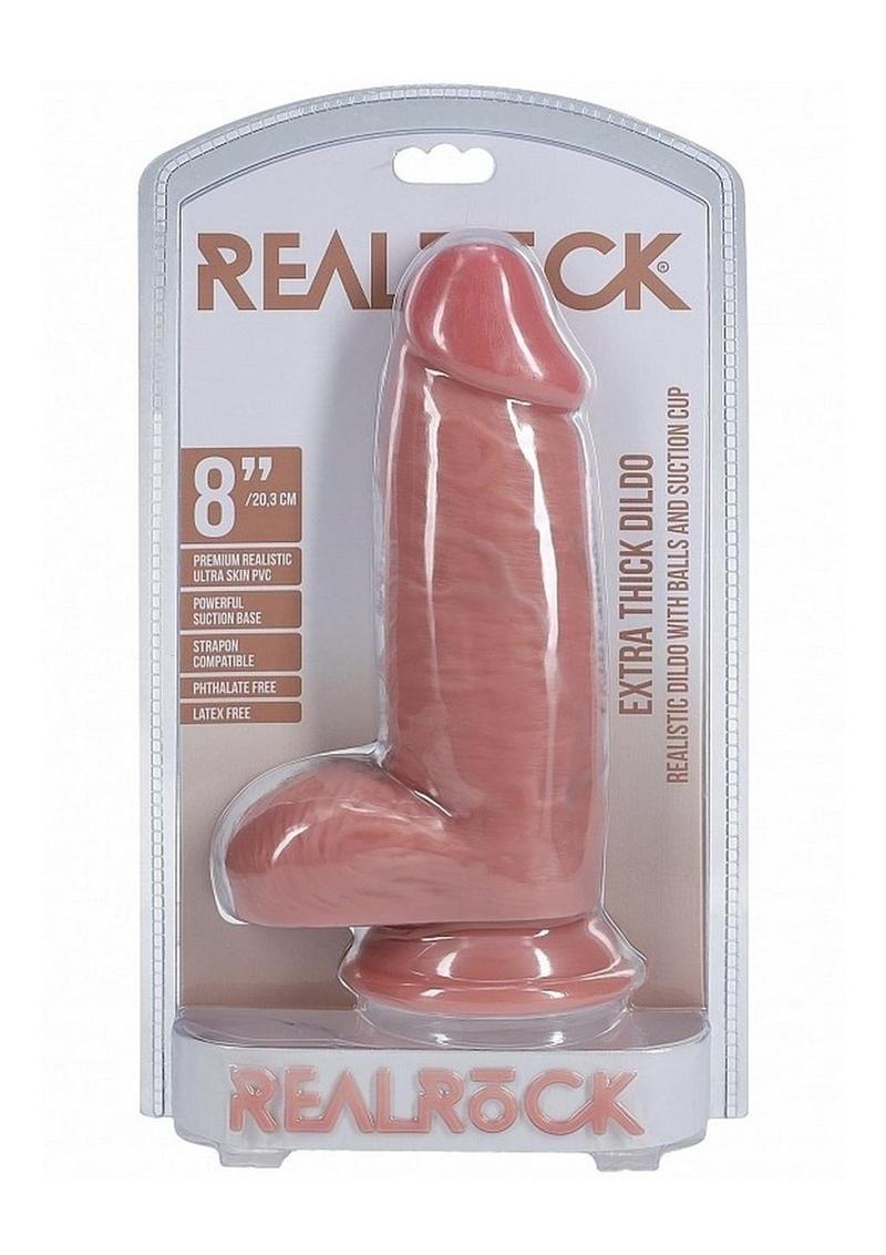 Realrock Ultra Realistic Skin Extra Thick with Balls - Vanilla - 8in