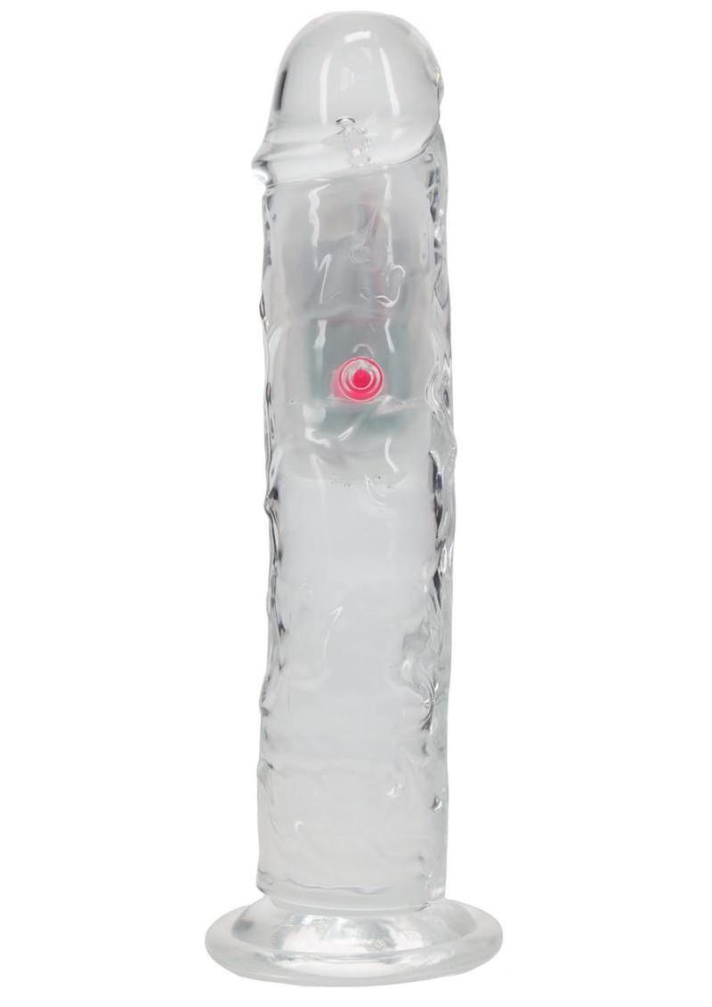 Realrock Vibrating Led Wireless Rechargeable Remote Control Straight Cock - Clear - 8in
