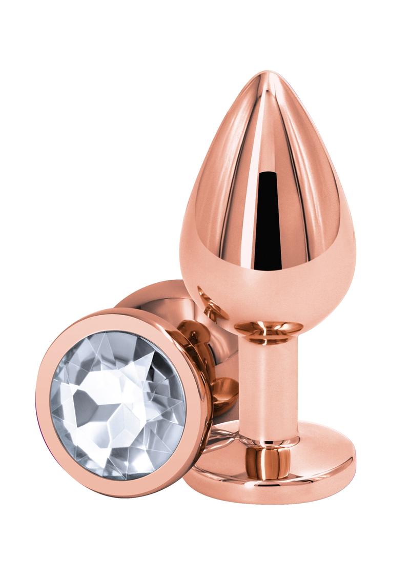 Rear Assets Rose Gold Anal Plug - Clear/Rose Gold - Medium