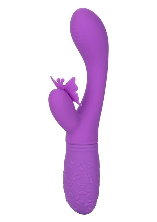 Rechargeable Butterfly Kiss Flutter Silicone Rabbit Vibrator - Purple