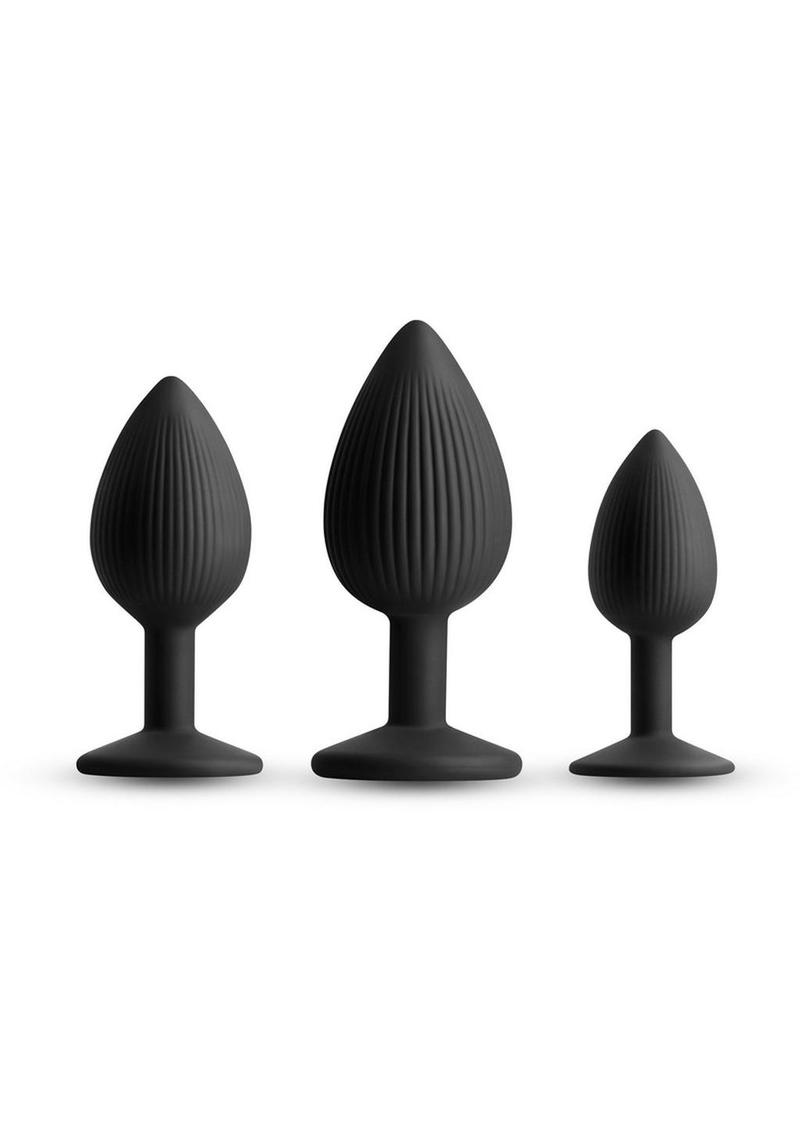 Renegade Triple Ace Silicone Anal Plugs Kit - Black - 3pc/Set