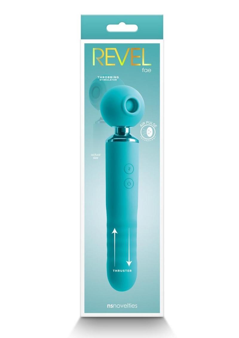 Revel Fae Rechargeable Silicone Vibrator with Clitoral Stimulator - Teal