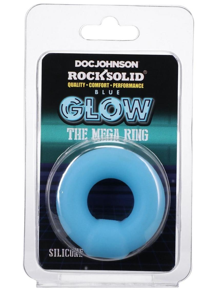 Rock Solid The Mega Ring Glow In The Dark Silicone Cock Ring - Blue/Glow In The Dark