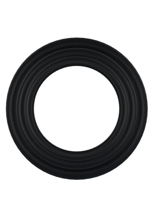 Rock Solid Tri-Pack Rubber Gasket Cock Ring - Black