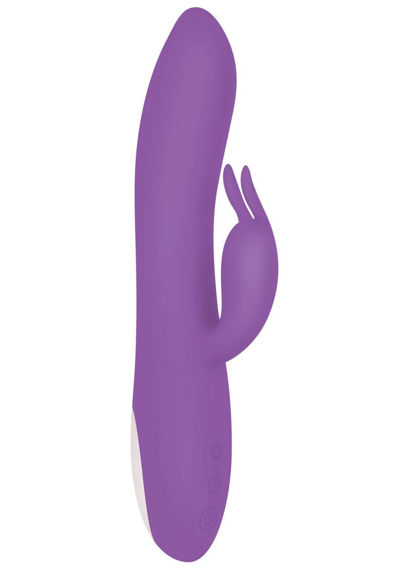 Romantic Rabbit Rechargeable Silicone Vibrator with Dual Motors - Purple