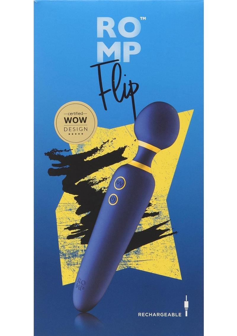 Romp Flip Rechargeable Silicone Wand Massager - Blue