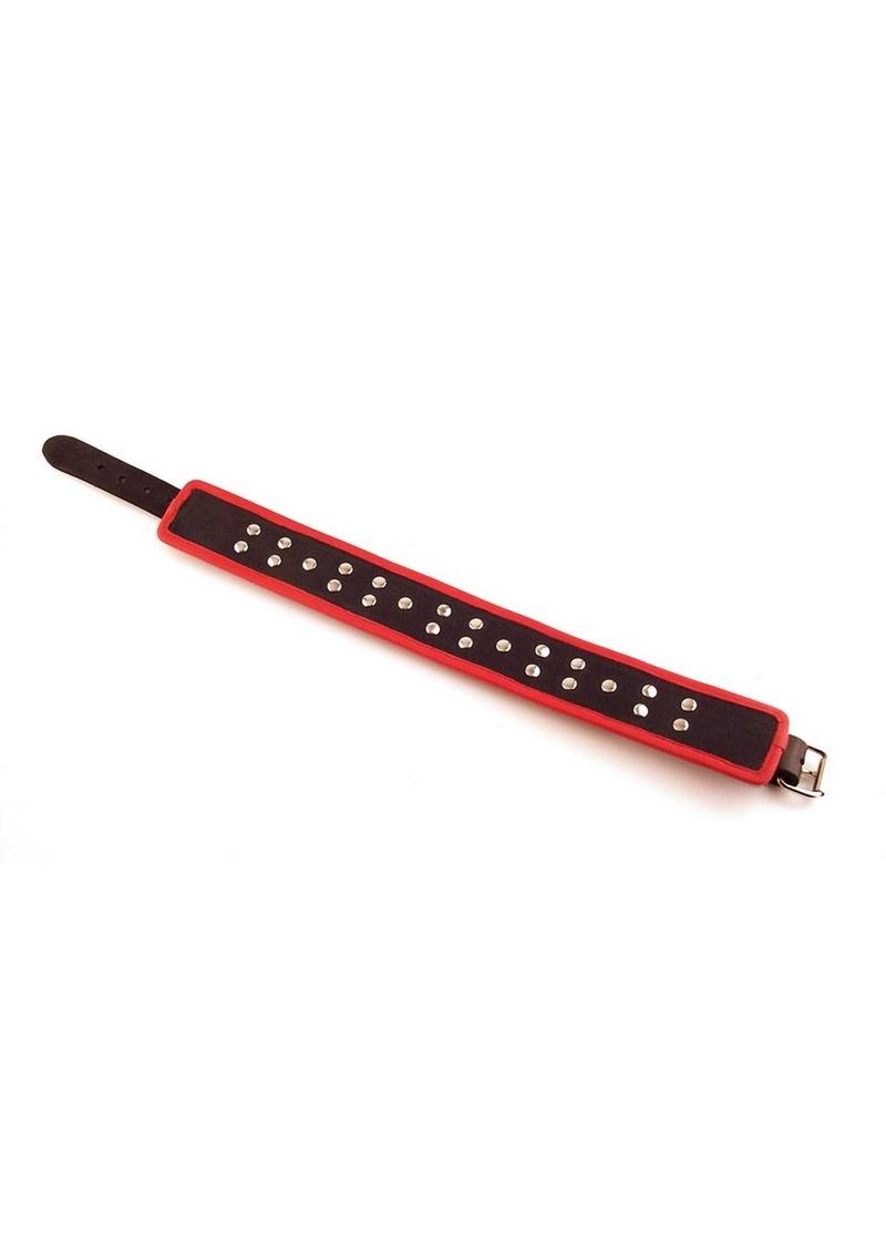 Rouge 5 D Ring Leather Collar - Black/Red