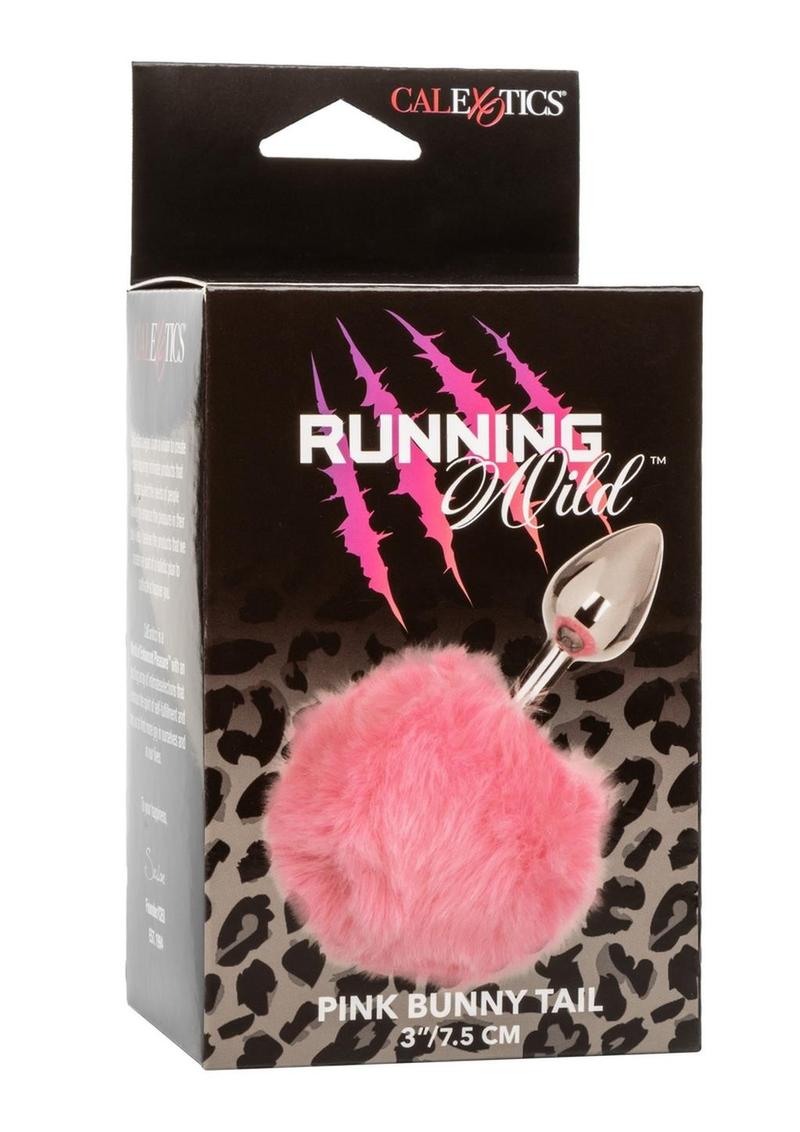 Running Wild Faux Fur Bunny Tail and Metallic Anal Plug - Metal/Pink