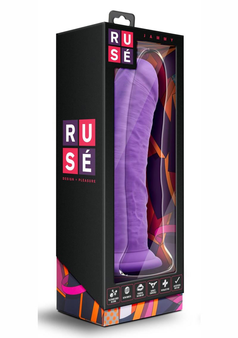 Ruse Jammy Silicone Dildo - Purple - 8in