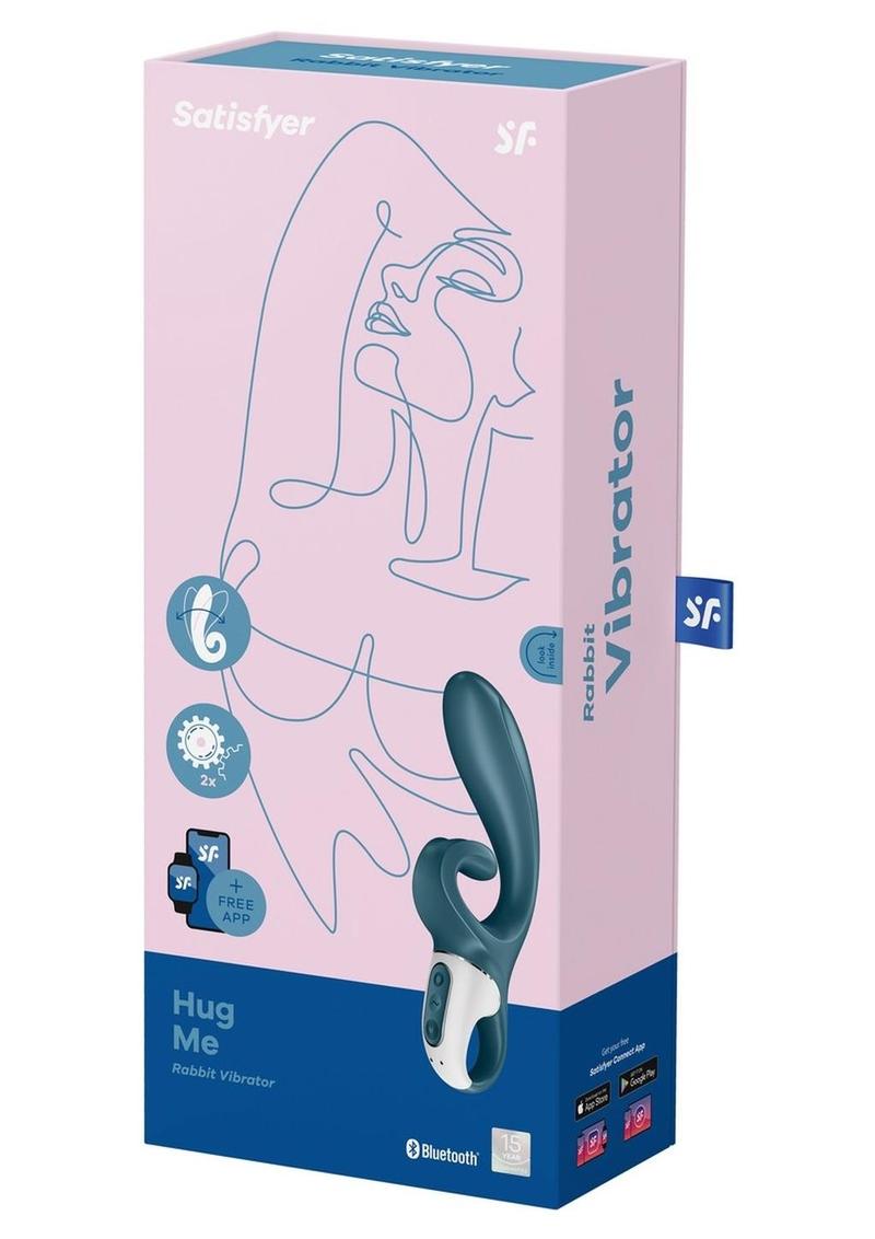 Satisfyer Hug Me Rechargeable Silicone Vibrator with Clitoral Stimulation - Grayblue - Blue/Grey