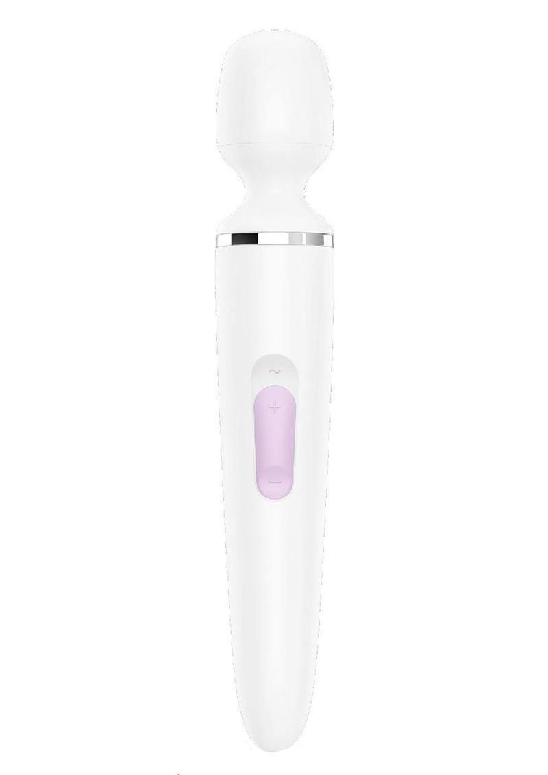 Satisfyer Wand-Er Woman USB Rechargeable Silicone Massager 13in - White/Chrome - White