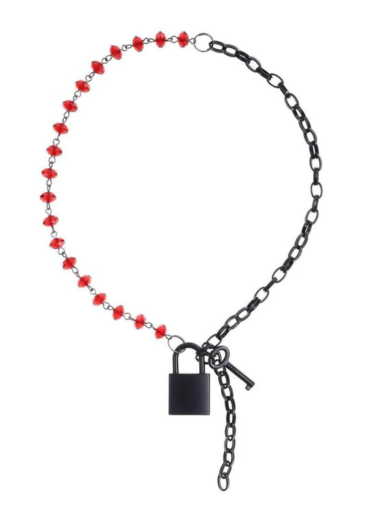 Sex and Mischief Ex's Andamp; Oh's Crystal Day Collar - Black/Red