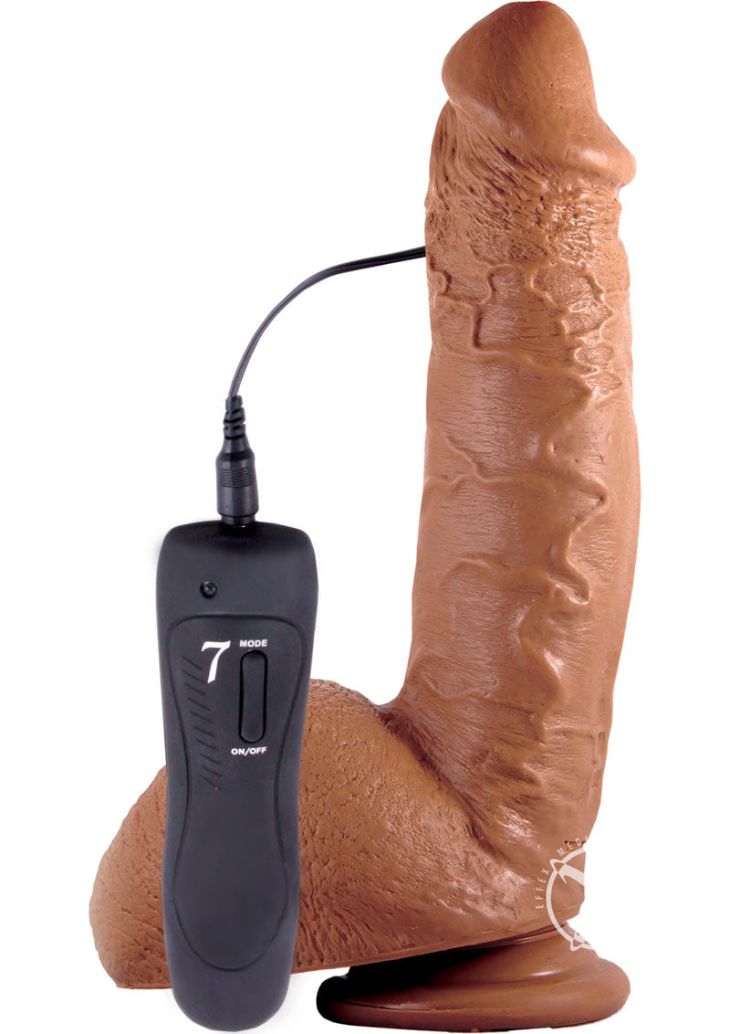 Shane Diesel Realistic Vibrating Dildo with Balls and Remote Control - Chocolate - 10in