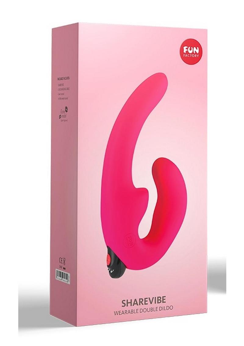 Sharevibe Silicone Strapless Strap-On Dildo with Rechargeable Bullet - Pink