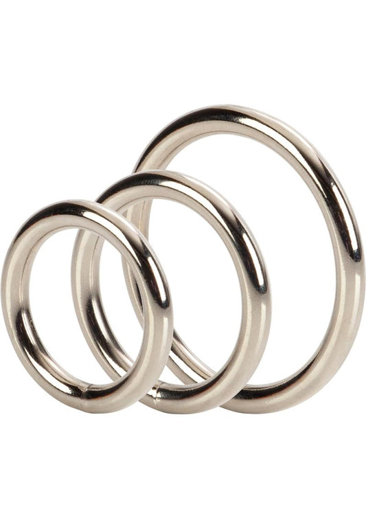 Silver Cock Rings - Metal/Silver - 3 Piece Set