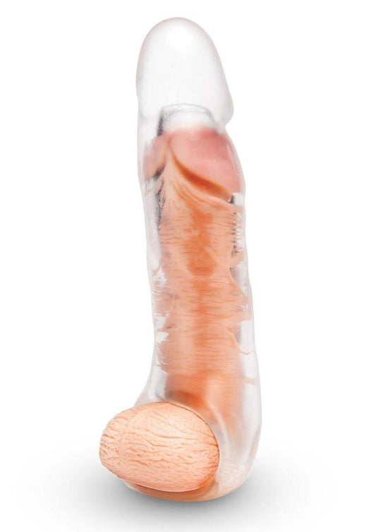 Size Up Extra Girthy Clear View Penis Extender with Ball Loop - Clear - 3in