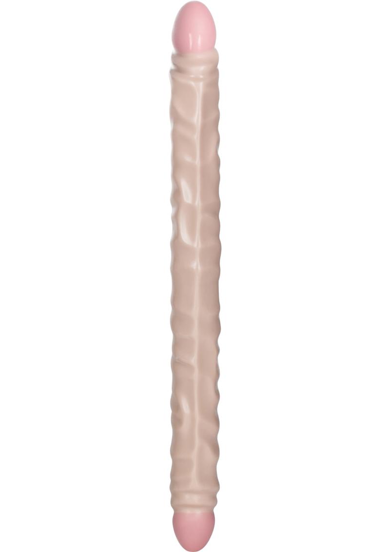 Slim Jim Duo Veined Super Slim Double Dildo - Vanilla - 17in