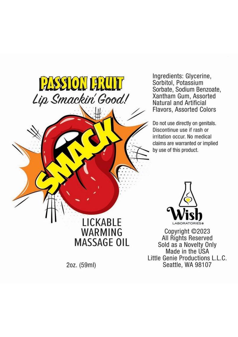 Smack Lickable Massage Oil 2oz - Passion Fruit