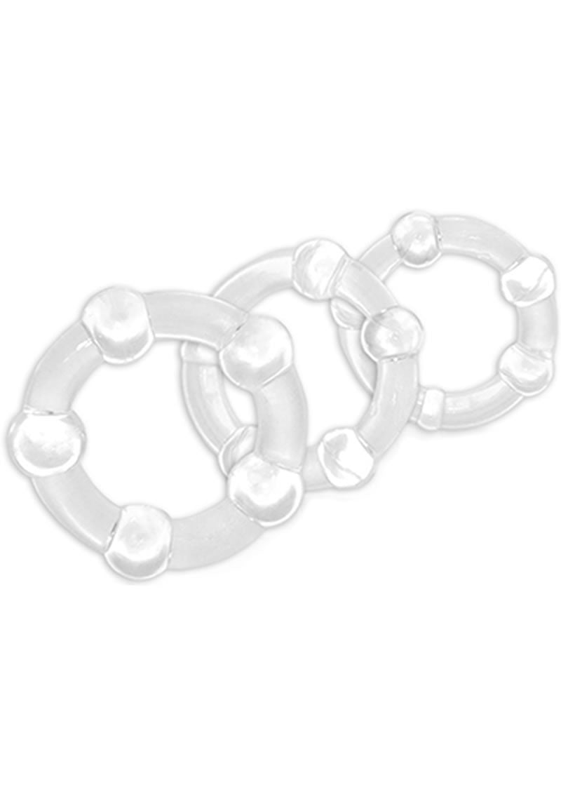 Stay Hard Beaded Cock Rings (3 Sizes - Clear