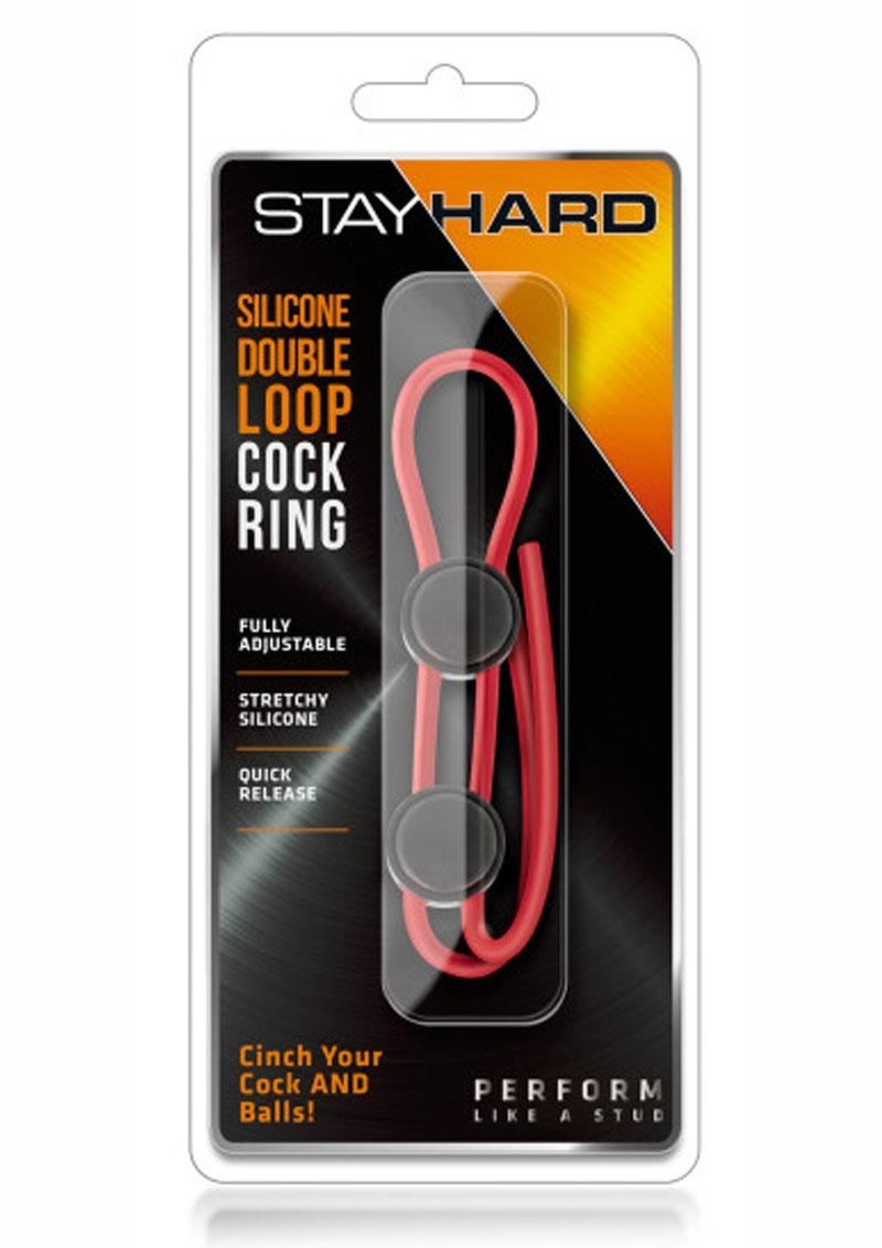 Stay Hard Silicone Double Loop Cock Ring - Red