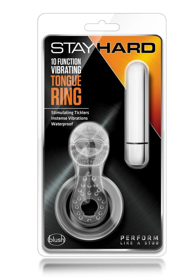 Stay Hard Vibrating Tongue Ring - Clear/Silver