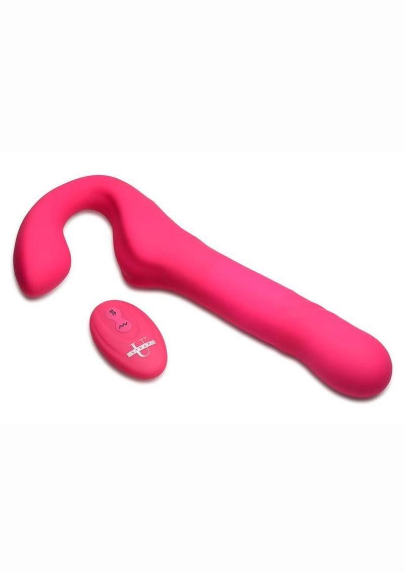 Strap U Mighty-Thrust Thrusting and Vibrating Strapless Strap-On with Remote Control - Pink