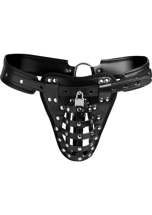 Strict Safety Net Male Chastity Belt - Black/Metal