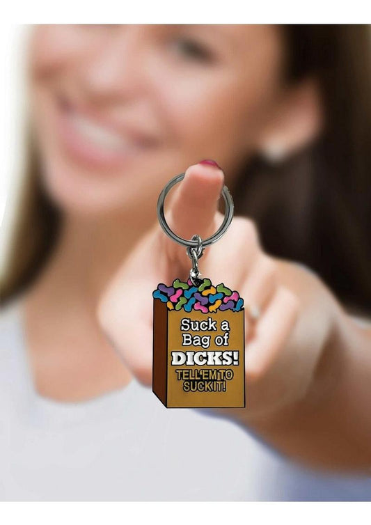 Super Fun Key Chain Suck A Bag Of Dicks - Multicolor