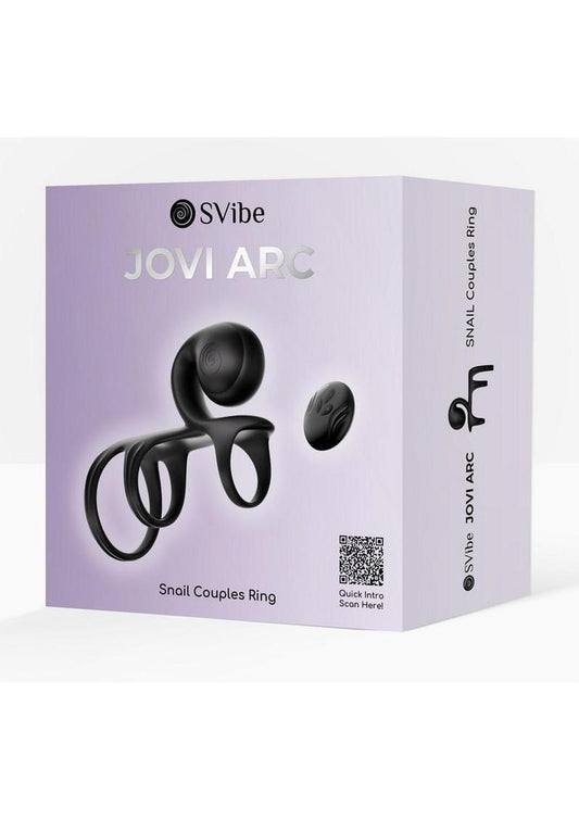 Svibe Snail Jovi Arc Rechargeable Silicone Couples Triple Cock Ring with Remote Control - Noir Haze