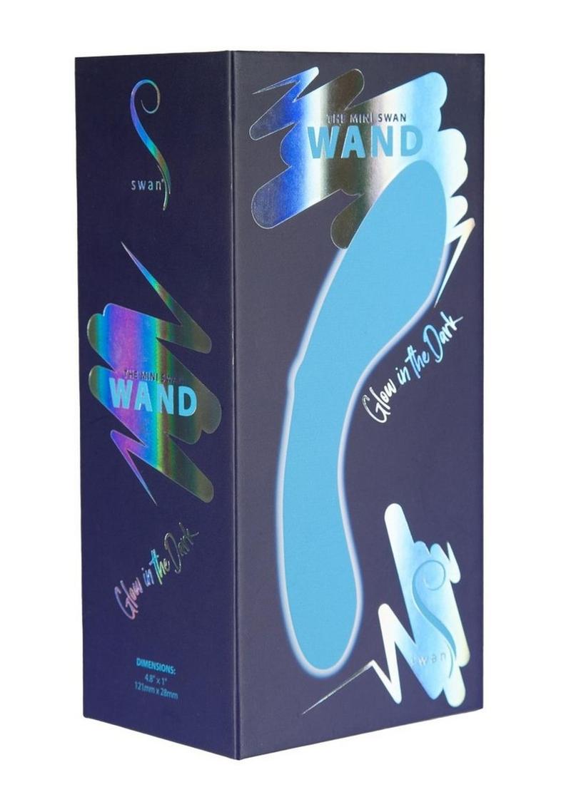 Swan Mini Swan Wand Rechargeable Silicone Glow In The Dark Massager - Blue/Glow In The Dark