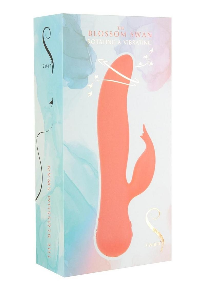 Swan The Blossom Swan Rechargeable Silicone Dual Action Rotate and Clitoral Vibrator - Orange