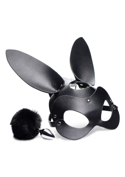 Tailz Bunny Tail Anal Plug and Mask - Black - Set