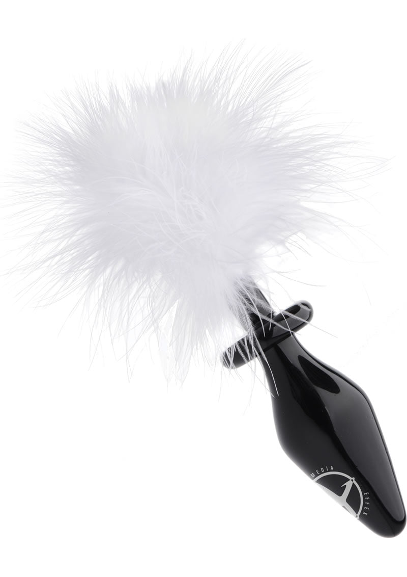 Tailz Fluffer Bunny Tail Glass Anal Plug - Black/White