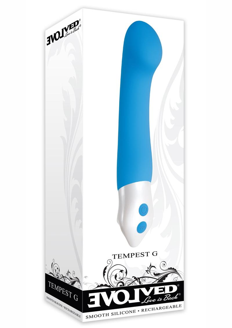 Tempest G Rechargeable Smooth Silicone G-Spot Vibrator - Blue/White