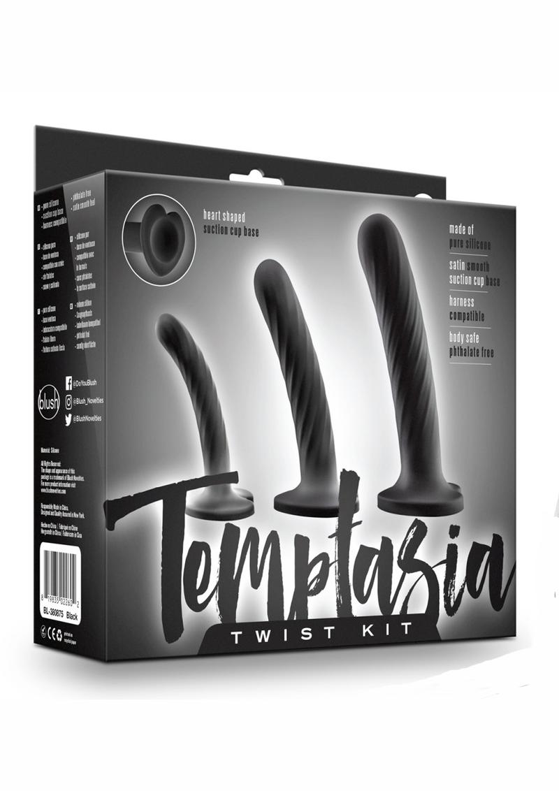 Temptasia Twist Silicone Dildo Kit - Black - Set Of 3